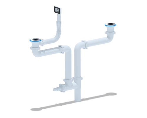 Набор для дв.универс.разноур.сифона 600 с переливом, ANI PLAST