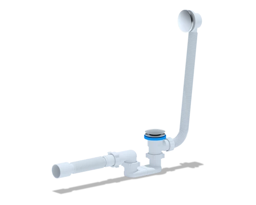 Сифон Ани для ванны клик-клак, грибок, сетка, с выпуском и переливом  труба 40/50 плоский, ANI PLAST