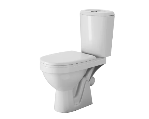 ДОН Унитаз-компакт для людей с огр.возм.,косой вып., б/о,1-я реж.арм-ра,сиденье полипр., белый, ROSA