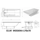 Ванна из литьевого мрамора ES.M Modena 170 х70 см  ES8817002M white matt