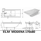 Ванна из литьевого мрамора ES.M Modena 170 х80 см  ES8817008 white