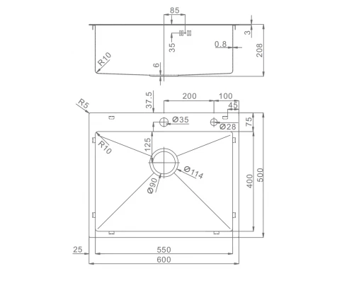 Мойка для кухни с коландером из нержавеющей стали профессиональная Raglo R700.5050G.M золото мат