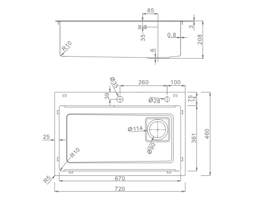 Мойка для кухни с коландером из нержавеющей стали профессиональная Raglo R702.7246S сатин