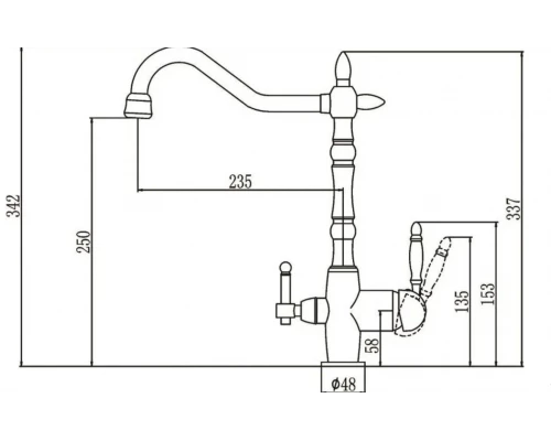 Смеситель Lemen для кухни LA9173Е-4 с отверстием под вывод фильтрованной воды, черный