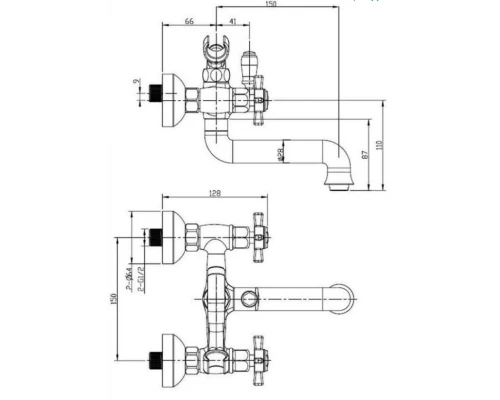 Смеситель для ванны bennberg - 521121 bronze
