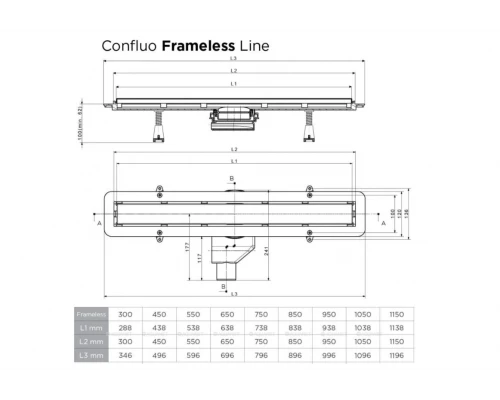 Душевой лоток Pestan Confluo Frameless Line Black Glass 13701204, 650мм
