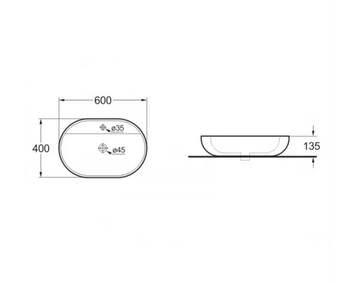 Раковина керамическая Vincea VBS-122, накладная