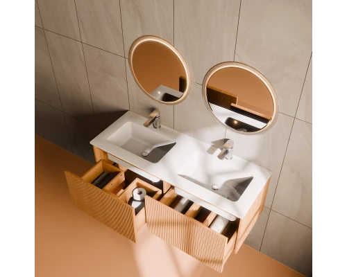 Тумба с раковной Art Decco Elizabeth AEL12W11D200, 120 см, белый дуб