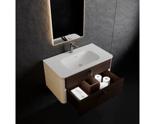 Тумба с раковиной Art Decco Gabriella AGB08W24S100, 80 см, черный орех/белый