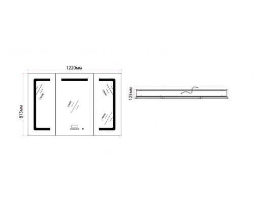Зеркальный шкаф Art Decco Oceanic Charm AOC12080MC, 120 см, сенсорный, подсветка, часы, bluetooth-динамик, антизапотевание