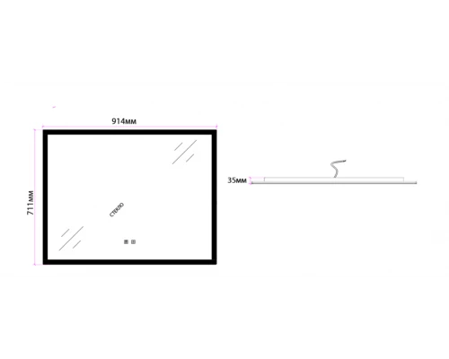 Зеркало Art Decco Aurora Luxe AAL09070M, 91 x 71 см, с подсветкой, сенсорное, антизапотевание, рама белая