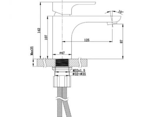 Смеситель для раковины Art Decco Celeste ACL014QHF, графит