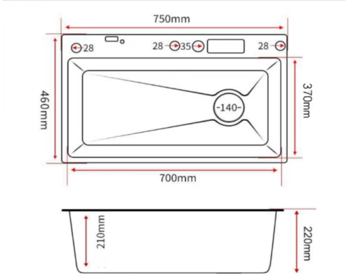 Кухонная мойка Art Decco Elegant Flow AEF117546, 75 см, со смесителем и дозатором, нержавеющая сталь, PVD графит