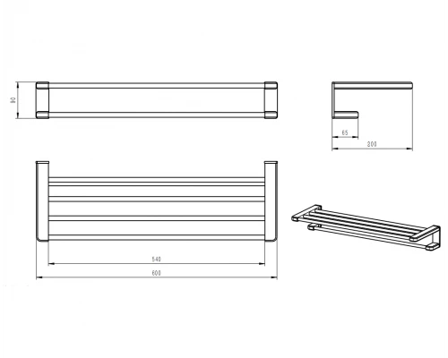 Полотенцедержатель с полкой WONZON & WOGHAND, Хром (WW-V3902-CR)
