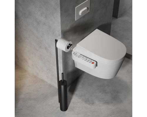 Туалетный ершик в комплекте с держателем туалетной бумаги WONZON & WOGHAND, Черный матовый (WW-V4602-MB)