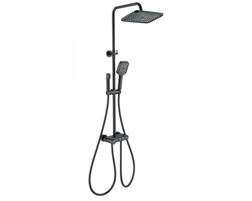 Душевая система с термостатом WONZON & WOGHAND MUSE Corno, Черный матовый (WW-B3112-MB)