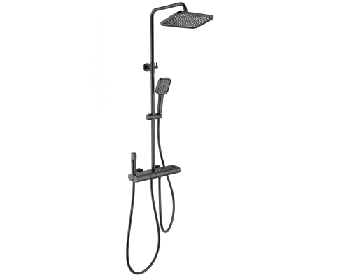 Душевая система с термостатом WONZON & WOGHAND MUSE Legato, Черный матовый (WW-B4129-MB)