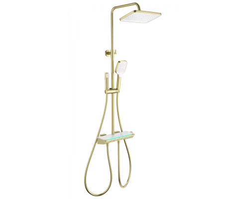 Душевая система с термостатом WONZON & WOGHAND MUSE Lumia, Брашированное золото (WW-B4174-BG)