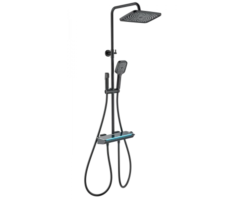 Душевая система с термостатом WONZON & WOGHAND MUSE Lumia, Черный матовый (WW-B4174-MB)