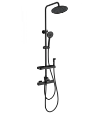 Душевая система с термостатом WONZON & WOGHAND Plate, Черный матовый (WW-C3017-A1-MB)