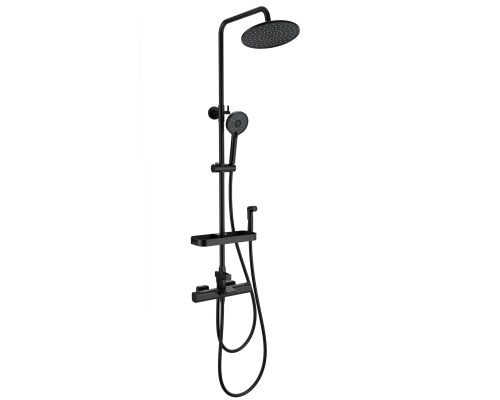 Душевая система с термостатом WONZON & WOGHAND Plate, Черный матовый (WW-C3017-A1-MB)