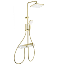 Душевая система с термостатом WONZON & WOGHAND Shelf, Брашированное золото (WW-B4161-BG)