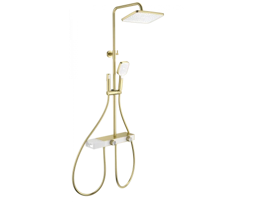 Душевая система с термостатом WONZON & WOGHAND Shelf, Брашированное золото (WW-B4161-BG)