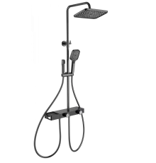 Душевая система с термостатом WONZON & WOGHAND Shelf, Темный графит (WW-B4161-BGG)