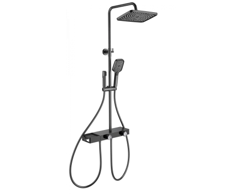 Душевая система с термостатом WONZON & WOGHAND Shelf, Темный графит (WW-B4161-BGG)
