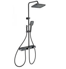 Душевая система с термостатом WONZON & WOGHAND Shelf, Черный матовый (WW-B4161-MB)