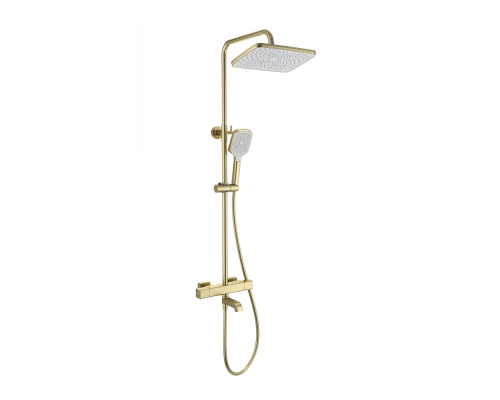 Душевая система с термостатом WONZON & WOGHAND STAY 2, Брашированное золото (WW-B3016-T1-BG)
