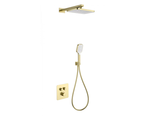 Душевая система с термостатом встраиваемая WONZON & WOGHAND, Брашированное золото (WW-B4003-BG)