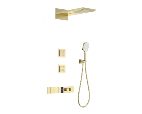 Душевая система с термостатом встраиваемая WONZON & WOGHAND, Брашированное золото (WW-D4538-A-BG)