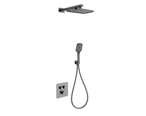 Душевая система с термостатом встраиваемая WONZON & WOGHAND, Темный графит (WW-B4003-BGG)