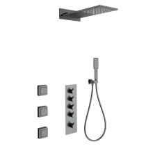 Душевая система с термостатом встраиваемая WONZON & WOGHAND, Темный графит (WW-D4100-BGG)