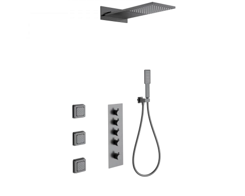 Душевая система с термостатом встраиваемая WONZON & WOGHAND, Темный графит (WW-D4100-BGG)