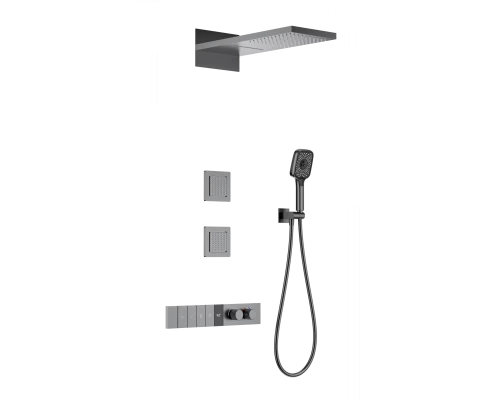 Душевая система с термостатом встраиваемая WONZON & WOGHAND, Темный графит (WW-D4538-A-BGG)