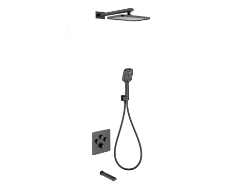 Душевая система с термостатом встраиваемая WONZON & WOGHAND, Черный матовый (WW-B4005-MB)