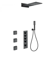 Душевая система с термостатом встраиваемая WONZON & WOGHAND, Черный матовый (WW-D4100-MB)