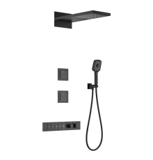 Душевая система с термостатом встраиваемая WONZON & WOGHAND, Черный матовый (WW-D4538-A-MB)