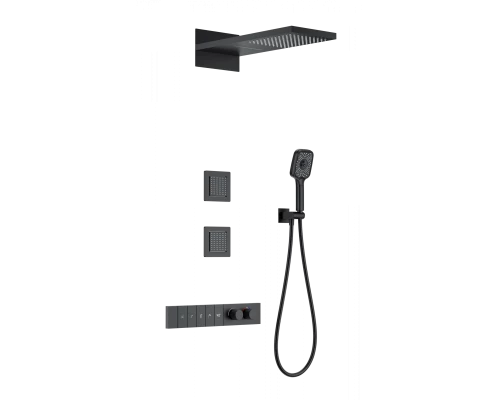 Душевая система с термостатом встраиваемая WONZON & WOGHAND, Черный матовый (WW-D4538-A-MB)