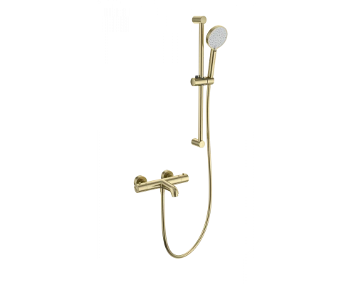 Смеситель для ванны с душевым гарнитуром и термостатом WONZON & WOGHAND, Брашированное золото (WW-C2006-A-BG)