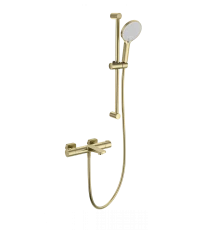 Смеситель для ванны с душевым гарнитуром и термостатом WONZON & WOGHAND, Брашированное золото (WW-C2021-A-BG)
