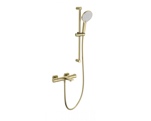 Смеситель для ванны с душевым гарнитуром и термостатом WONZON & WOGHAND, Брашированное золото (WW-C2021-A-BG)