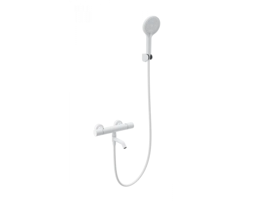 Смеситель для ванны с душем и термостатом WONZON & WOGHAND INN 1, Белый матовый (WW-B3013-A1-MW)