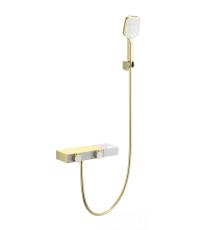 Смеситель для ванны с душем и термостатом WONZON & WOGHAND Shelf, Брашированное золото (WW-B2551-BG)