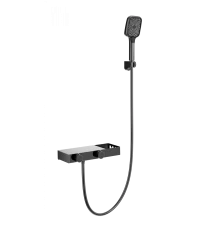 Смеситель для ванны с душем и термостатом WONZON & WOGHAND Shelf, Темный графит (WW-B2551-BGG)