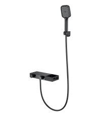 Смеситель для ванны с душем и термостатом WONZON & WOGHAND Shelf, Черный матовый (WW-B2551-MB)