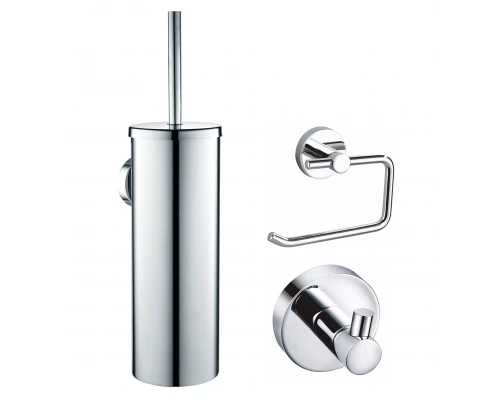 Набор аксессуаров из 3 предметов (крючок, держатель для бумаги, ершик) WONZON & WOGHAND, Хром (WW-8100-CR)