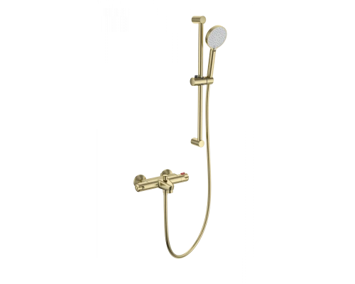 Смеситель для ванны с душевым гарнитуром и термостатом WONZON & WOGHAND, Брашированное золото (WW-C2001-A-BG)